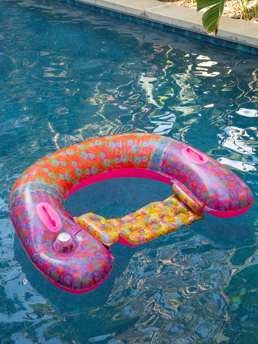 Pool Float Lounger - Pink Borders