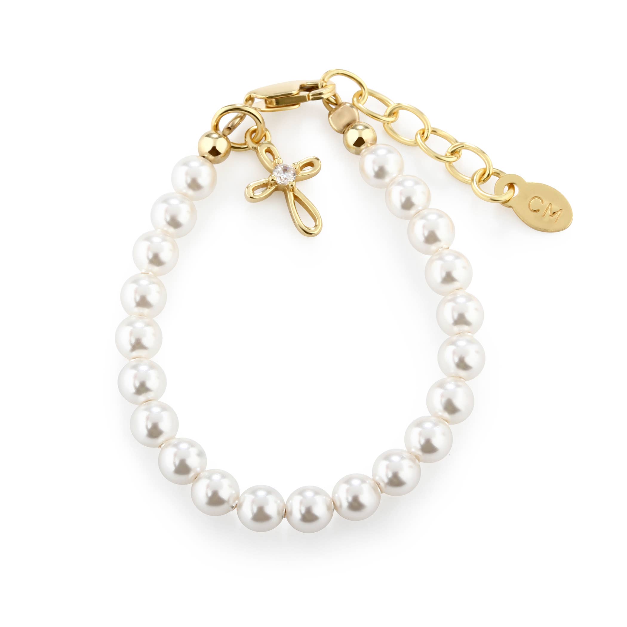 Kids 14K Gold-Plated Baptism Cross Bracelet or Communion Gift