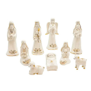 Gold and White Nativity Table Piece, 9-Pieces