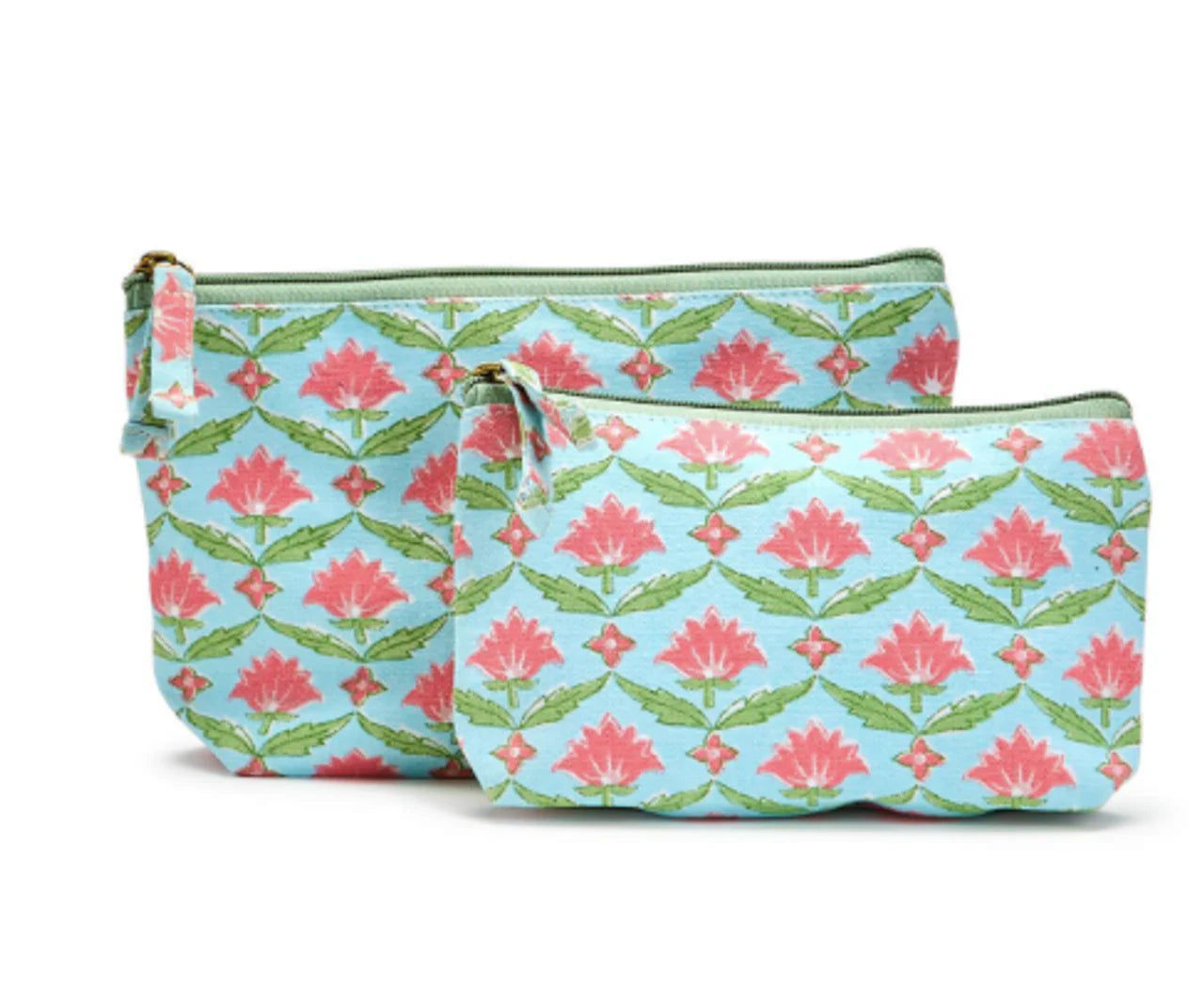Floral Block Print Multipurpose Pouches | Set of 2