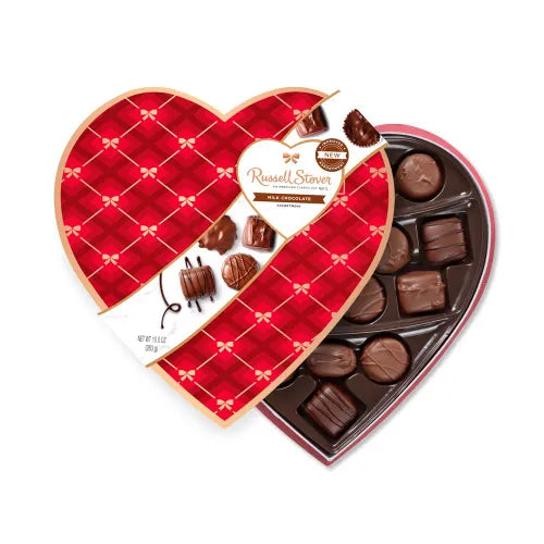 Milk Chocolate Copper Bow Plaid Heart, 10 oz.