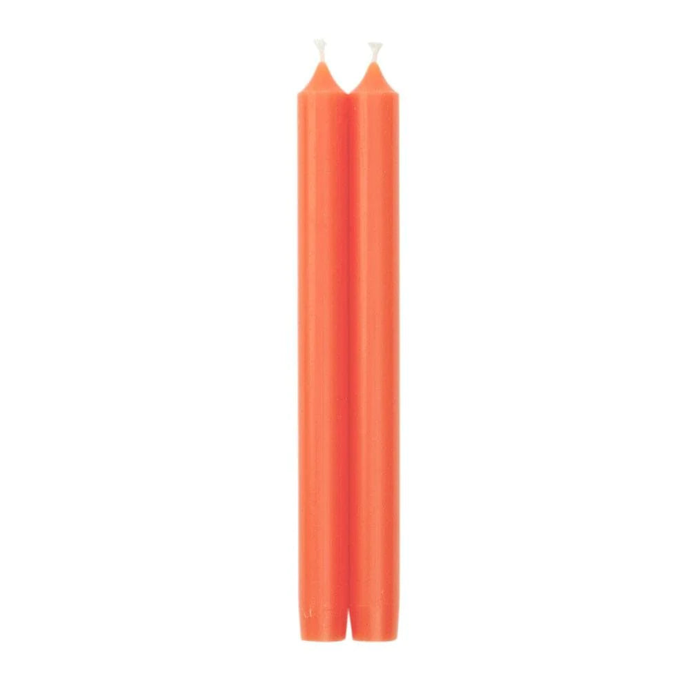 Pair of 10 inch Crown Candles in Orange