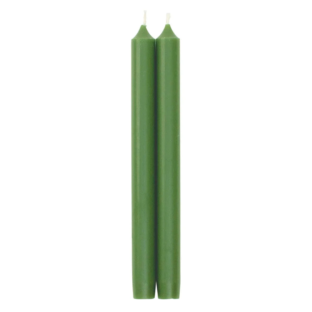 Pair of 10 inch Crown Candles in Leaf Green