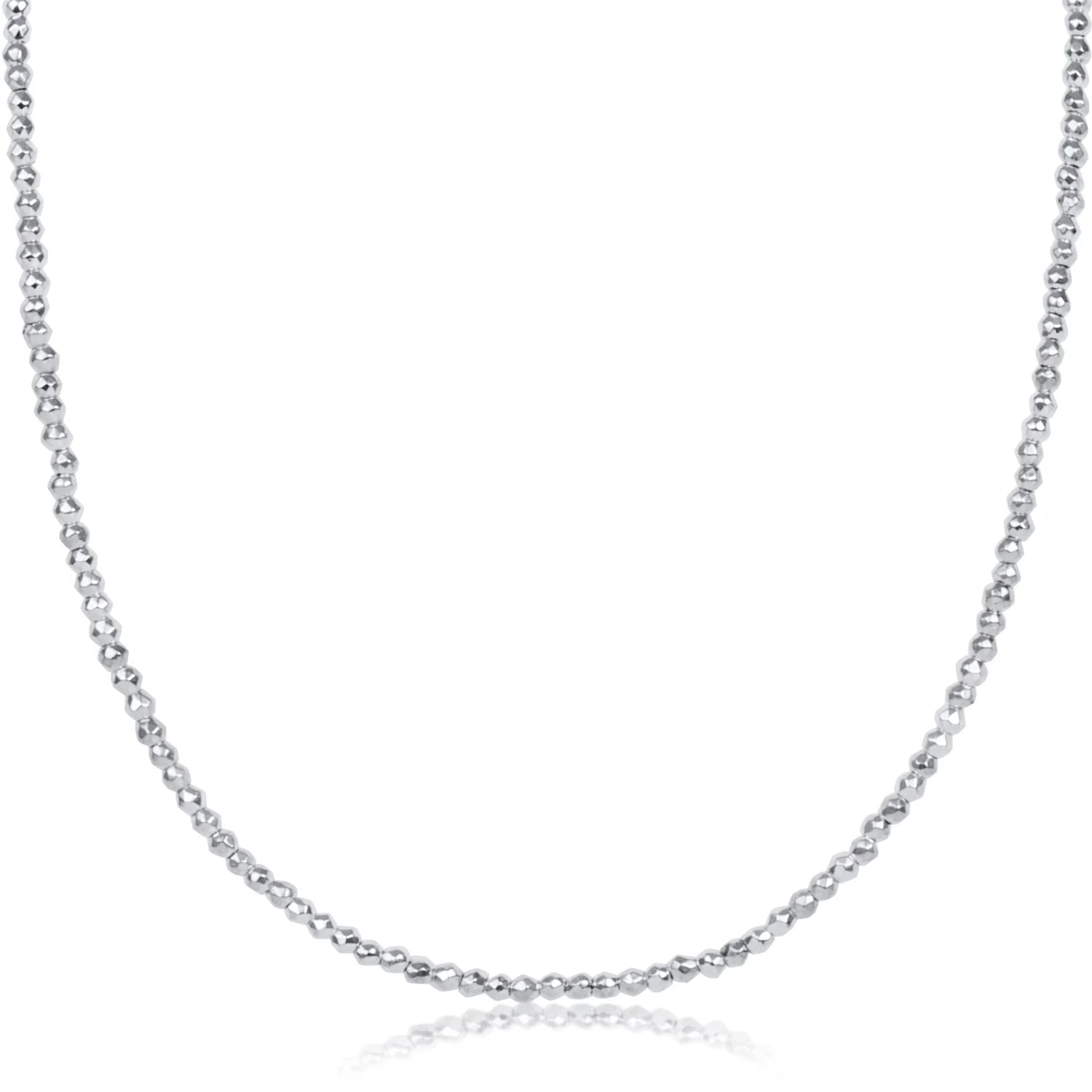 15" Choker Bright Silver Hematite 2mm Bead