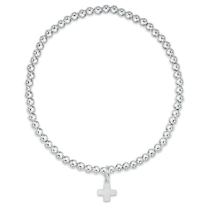 Extends - Classic Sterling 3mm Bead Bracelet - Signature Cross Sterling Charm