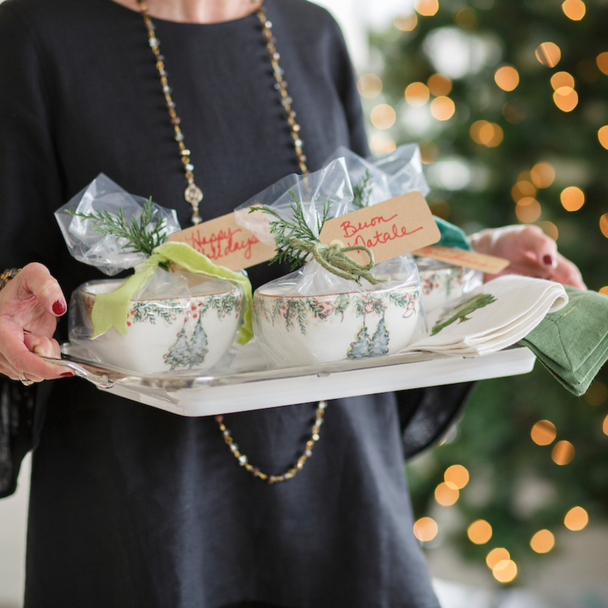 Arte Italica Natale Square Bowl - Christmas