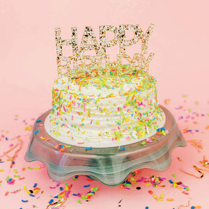 "Happy Birthday" Pearl Cake Topper