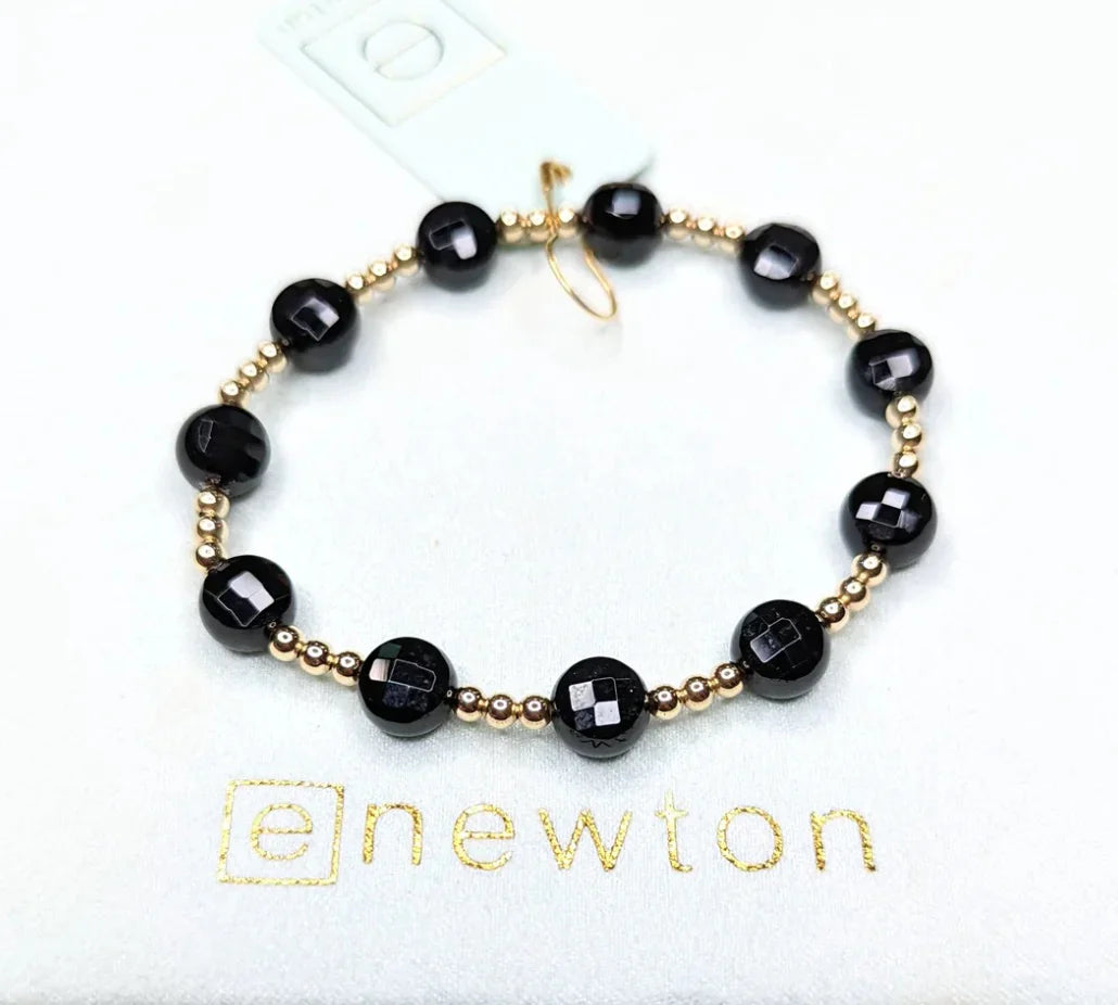 Admire Gold 3mm Bead Bracelet - Faceted Onyx