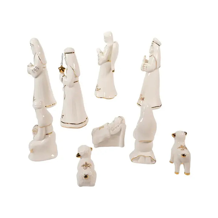 Gold and White Nativity Table Piece, 9-Pieces