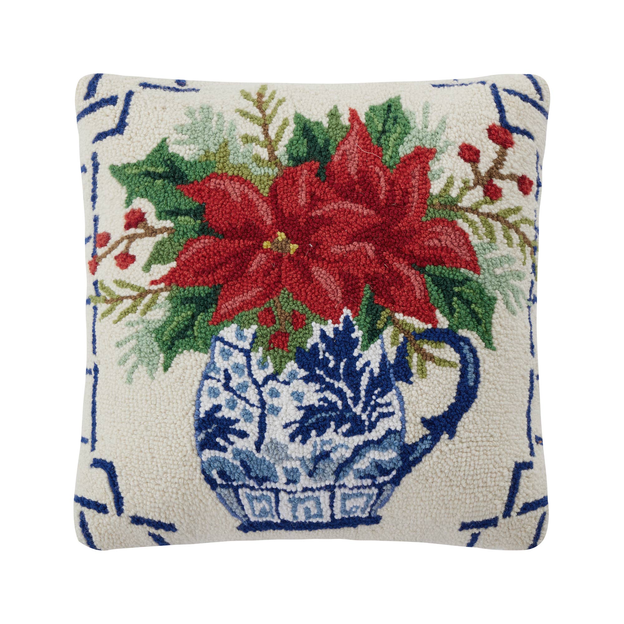 Chinoiserie Poinsettia Hook Pillow | Peking Handicraft