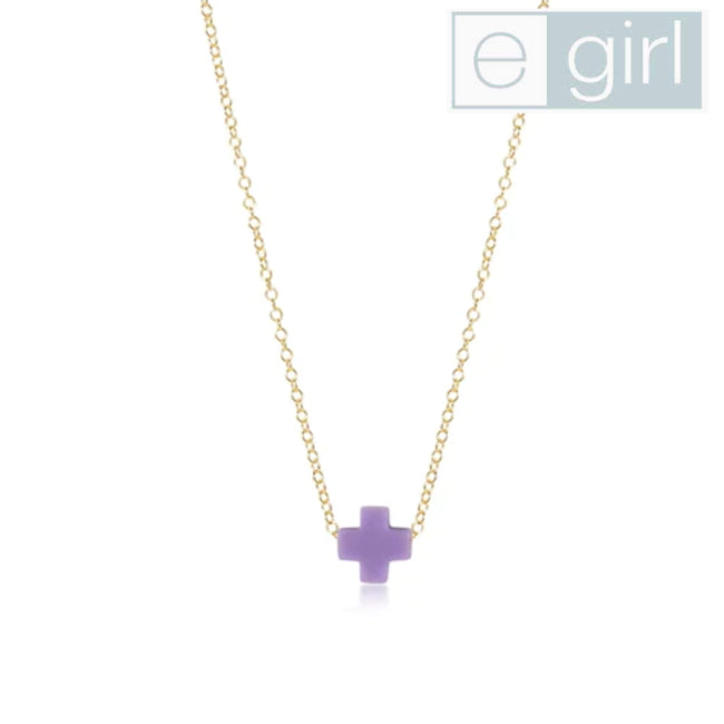 eGirl Gold 14" Necklace - Purple Signature Cross