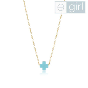 eGirl Gold 14" Necklace - Turquoise Signature Cross