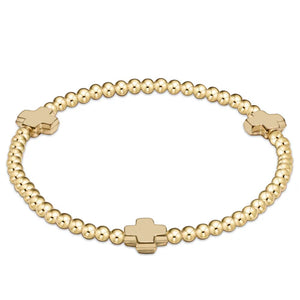 egirl signature cross gold pattern 3mm bead bracelet- gold