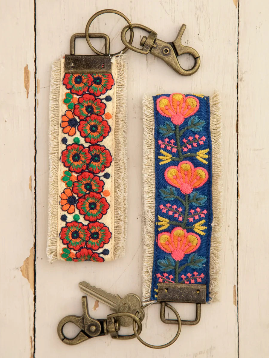 Embroidered Key Chain - Navy