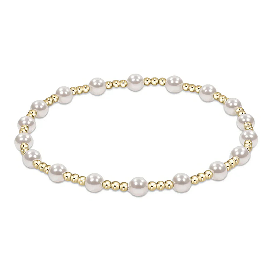 Classic Sincerity Pattern 4mm Bead Bracelet - Pearl