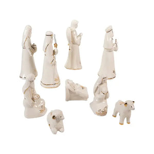 Gold and White Nativity Table Piece, 9-Pieces