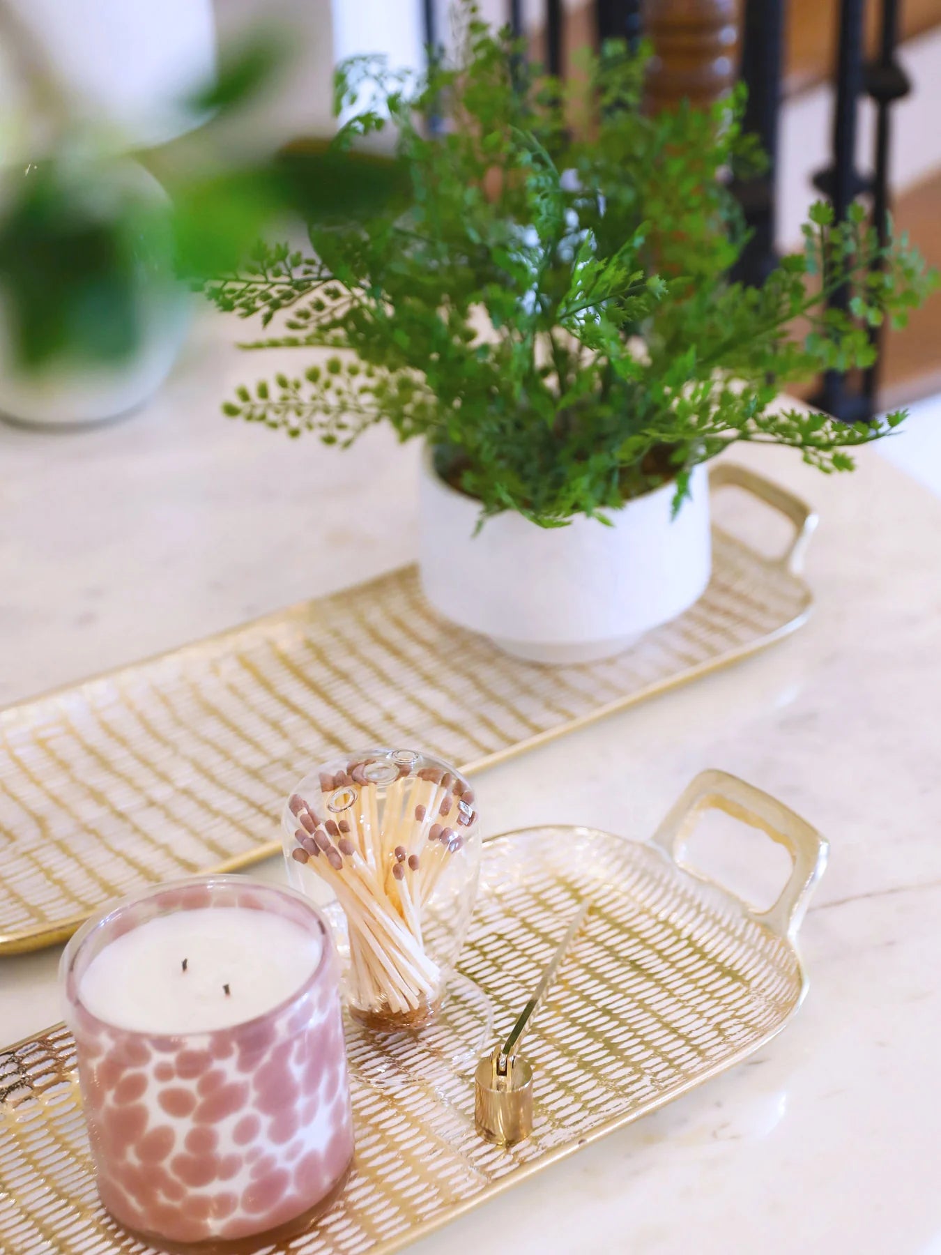 Decorative Tray | Gold + White