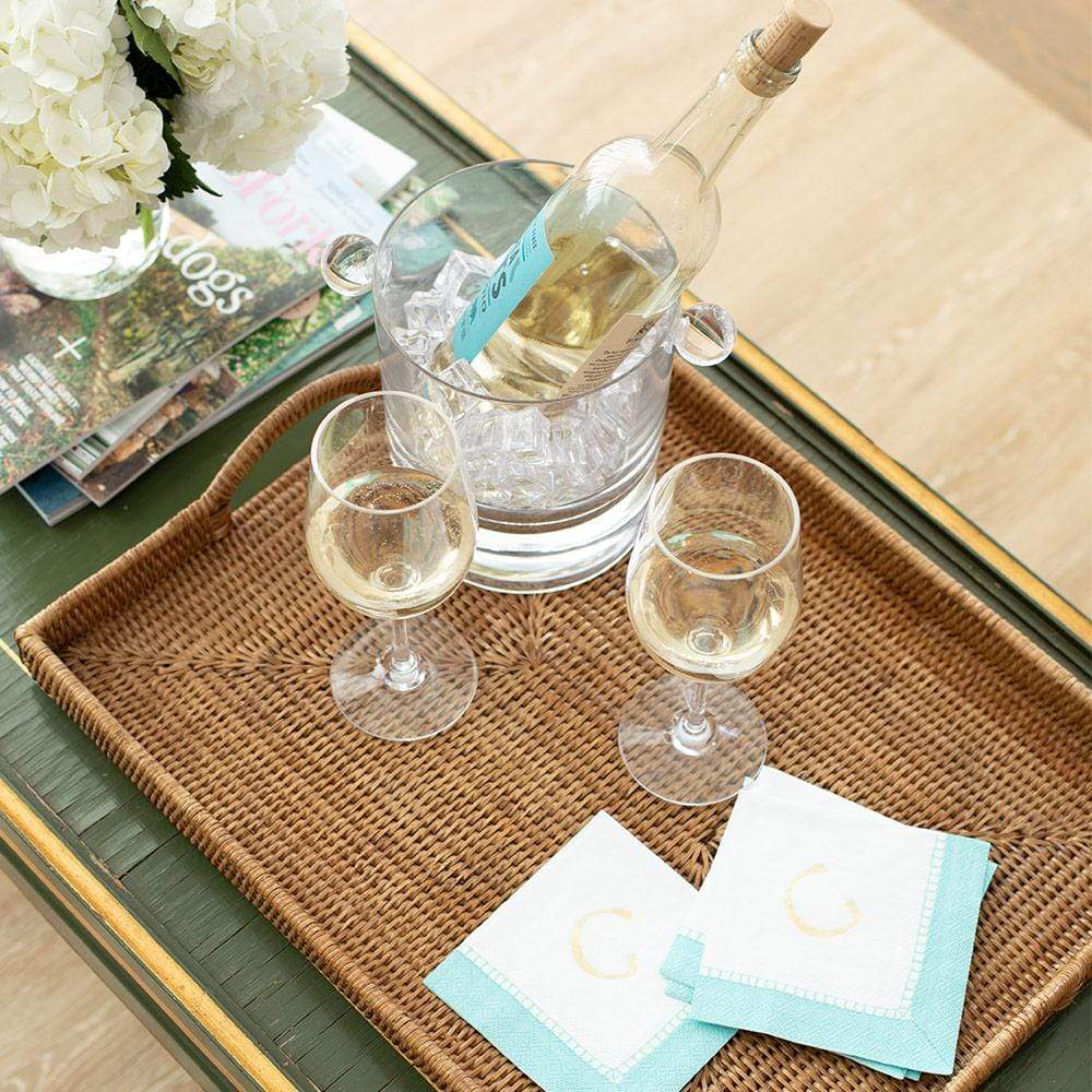 Caspari Rattan Rectangular Tray in Dark Natural