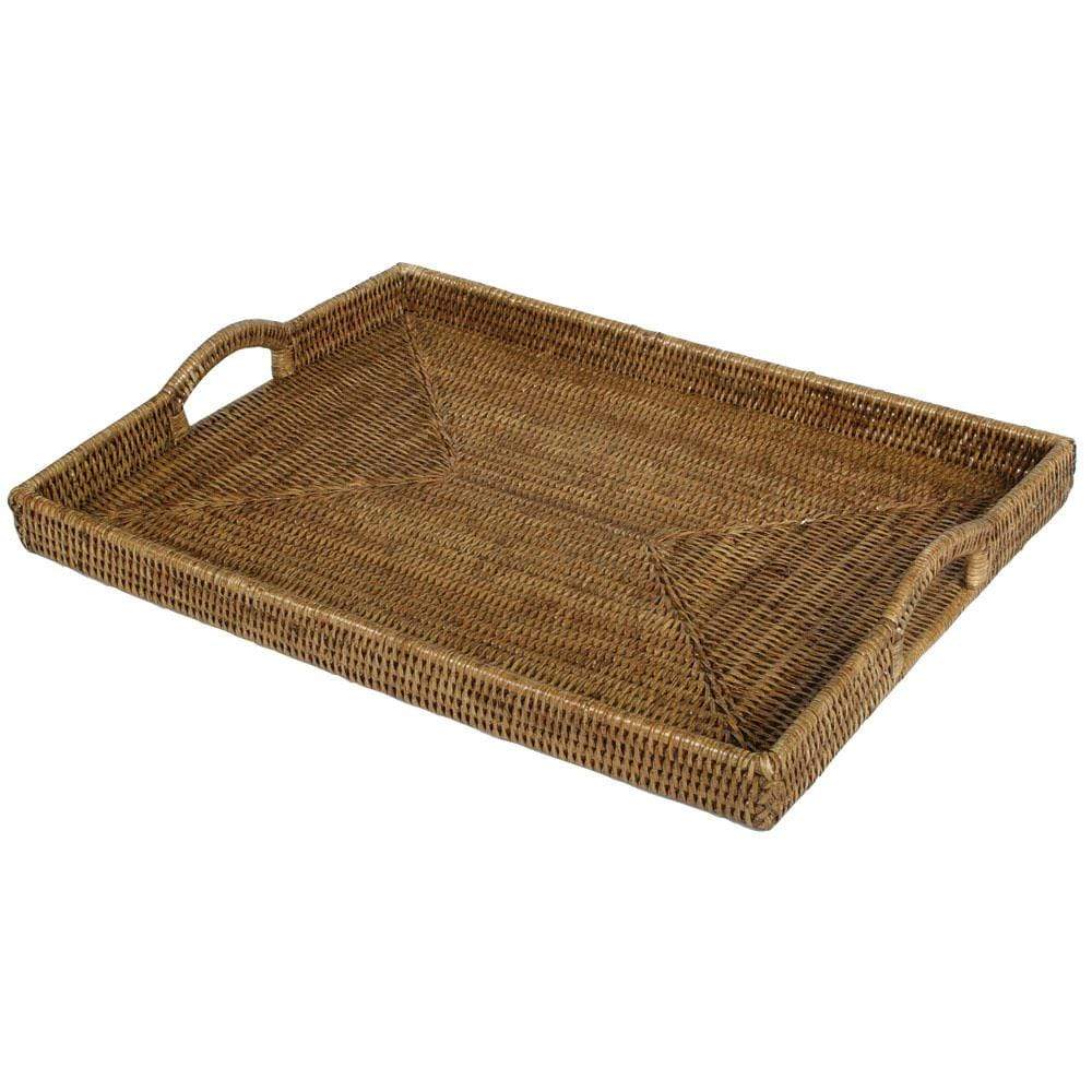 Caspari Rattan Rectangular Tray in Dark Natural