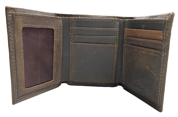 Buck Brown Leather Trifold Wallet