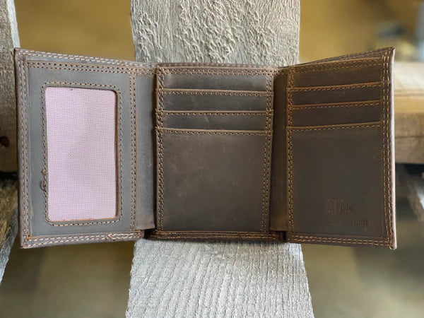 University of Georgia Brown Leather Trifold Wallet