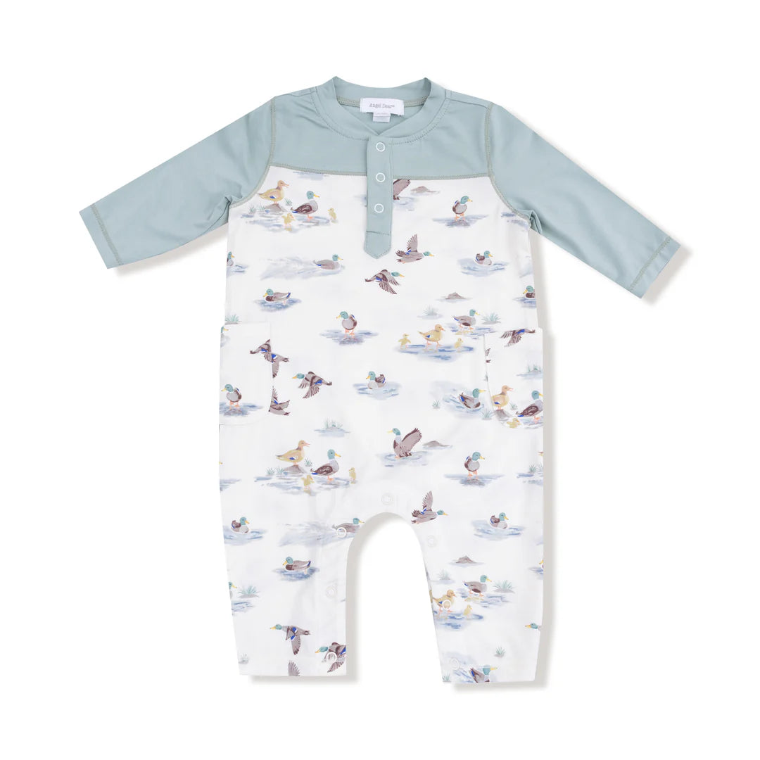 Migrating Mallards | Romper with Contrast Sleeves | Angel Dear