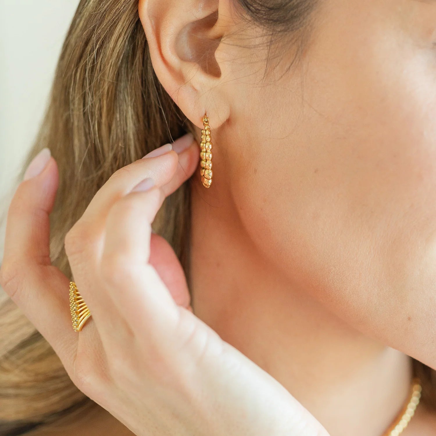 Beaded Vibe Latch Back Hoops | Splendid Iris