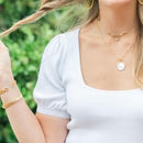 Mother of Pearl Pave Circle Toggle Necklace | Splendid Iris