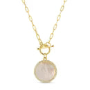Mother of Pearl Pave Circle Toggle Necklace | Splendid Iris
