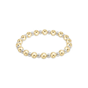 Pearl Grateful Pattern 4mm Bead Bracelet - 6mm Gold