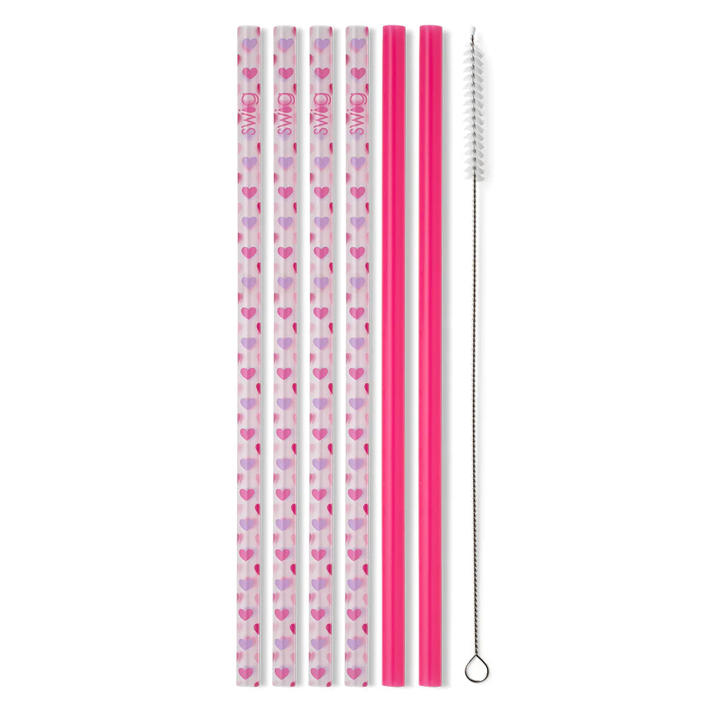 Falling In Love + Pink Reusable Straw Set
