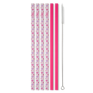 Falling In Love + Pink Reusable Straw Set