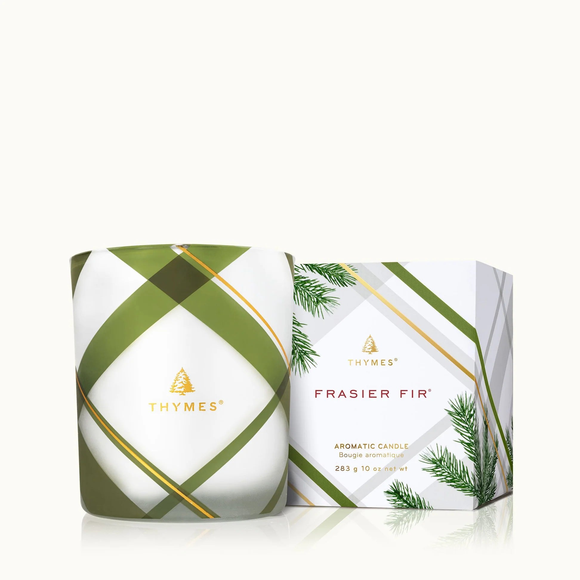 Frasier Fir Frosted Plaid Medium Poured Candle 10 oz | Thymes