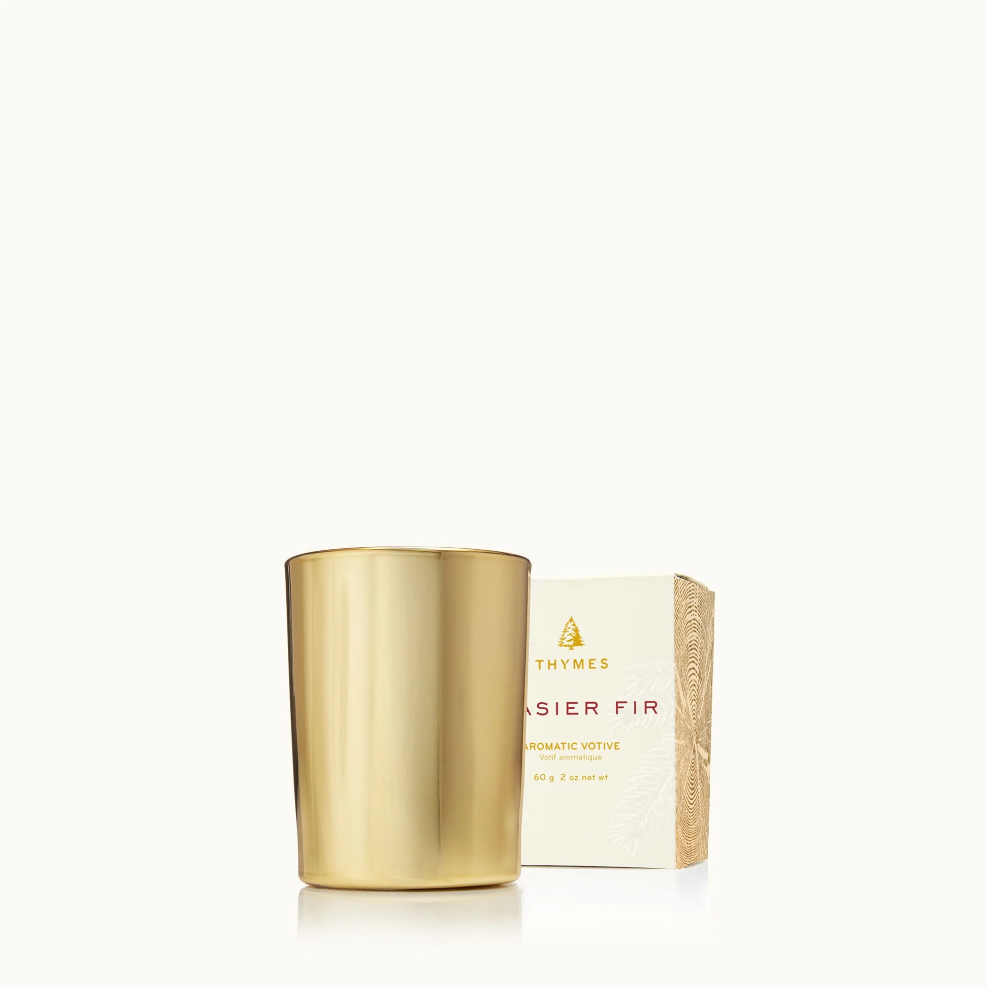 Frasier Fir Gilded Gold Votive Candle | Thymes