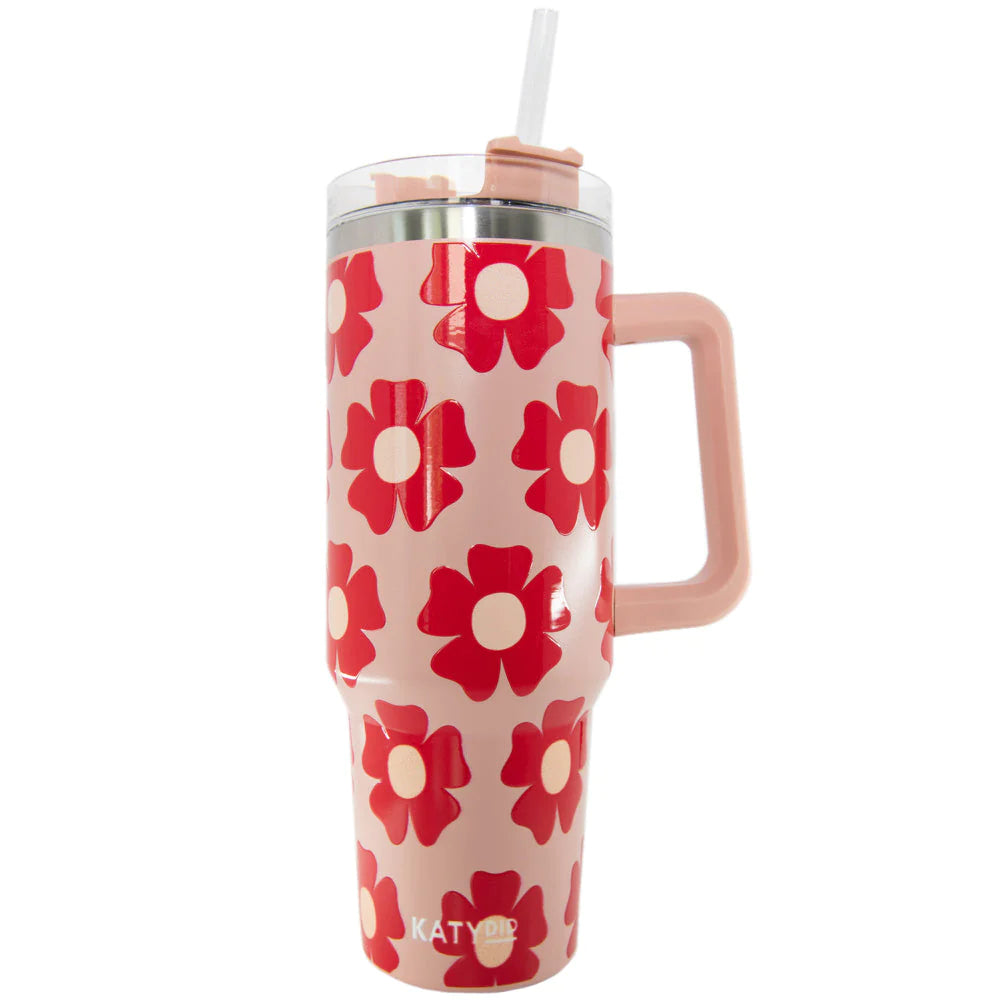 Flower Power Tumbler Cup with Handle