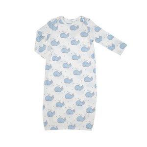 Bubbly Whale Blue Knotted Gown 0-3M