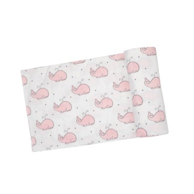 Bubbly Whale Pink Swaddle Blanket