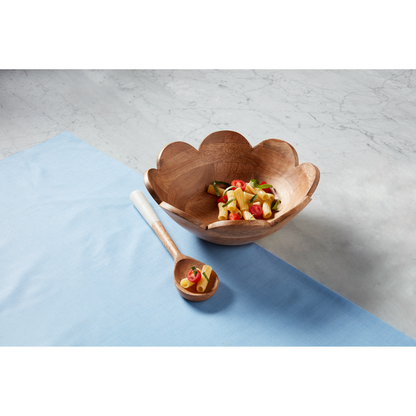 Wood Scallop Bowl With Server
