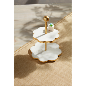 Scallop Gold Marble Tier Stand