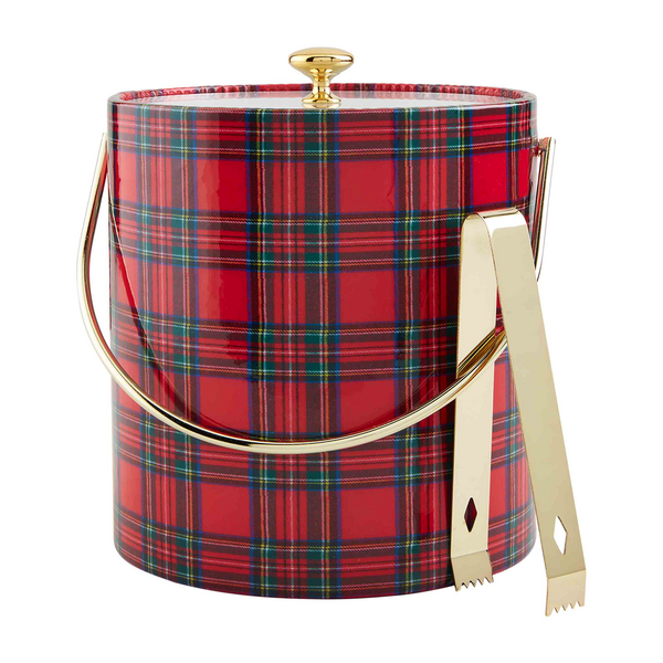 Tartan Vinyl Ice Bucket Set