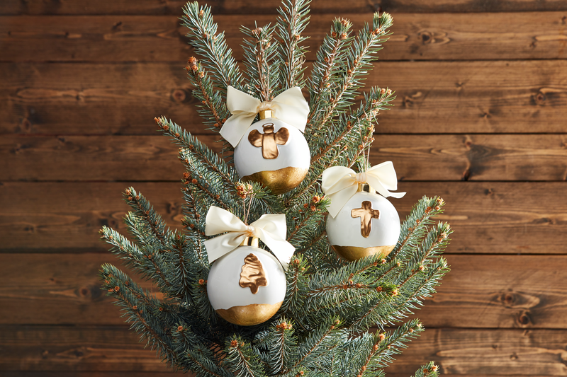 Tree Gold Painted Ball Ornament