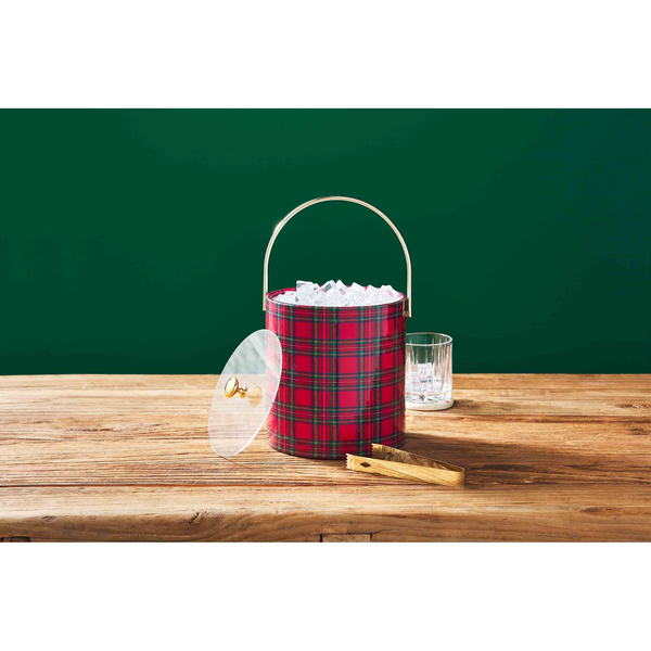 Tartan Vinyl Ice Bucket Set