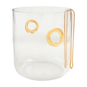 Glass Ice Bucket With Gold Ring
