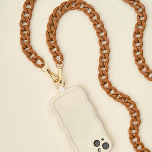 Hold the Phone Crossbody Chain- Mocha brown