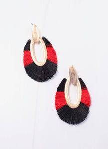 First Down Fringe Earring in Black & Red