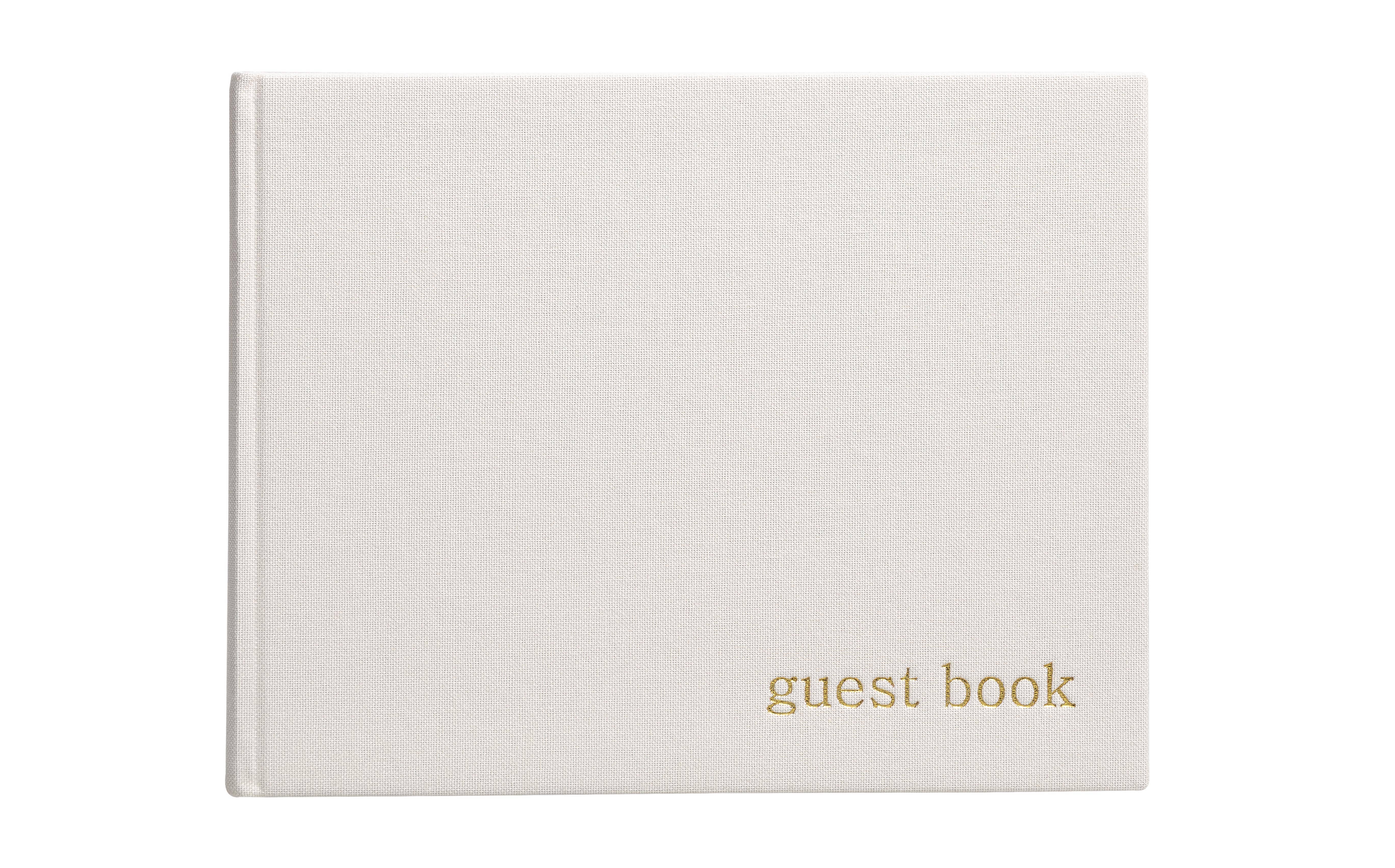 Baby Shower Guest Book Ivory Linen with Gold Print