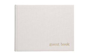 Baby Shower Guest Book Ivory Linen with Gold Print