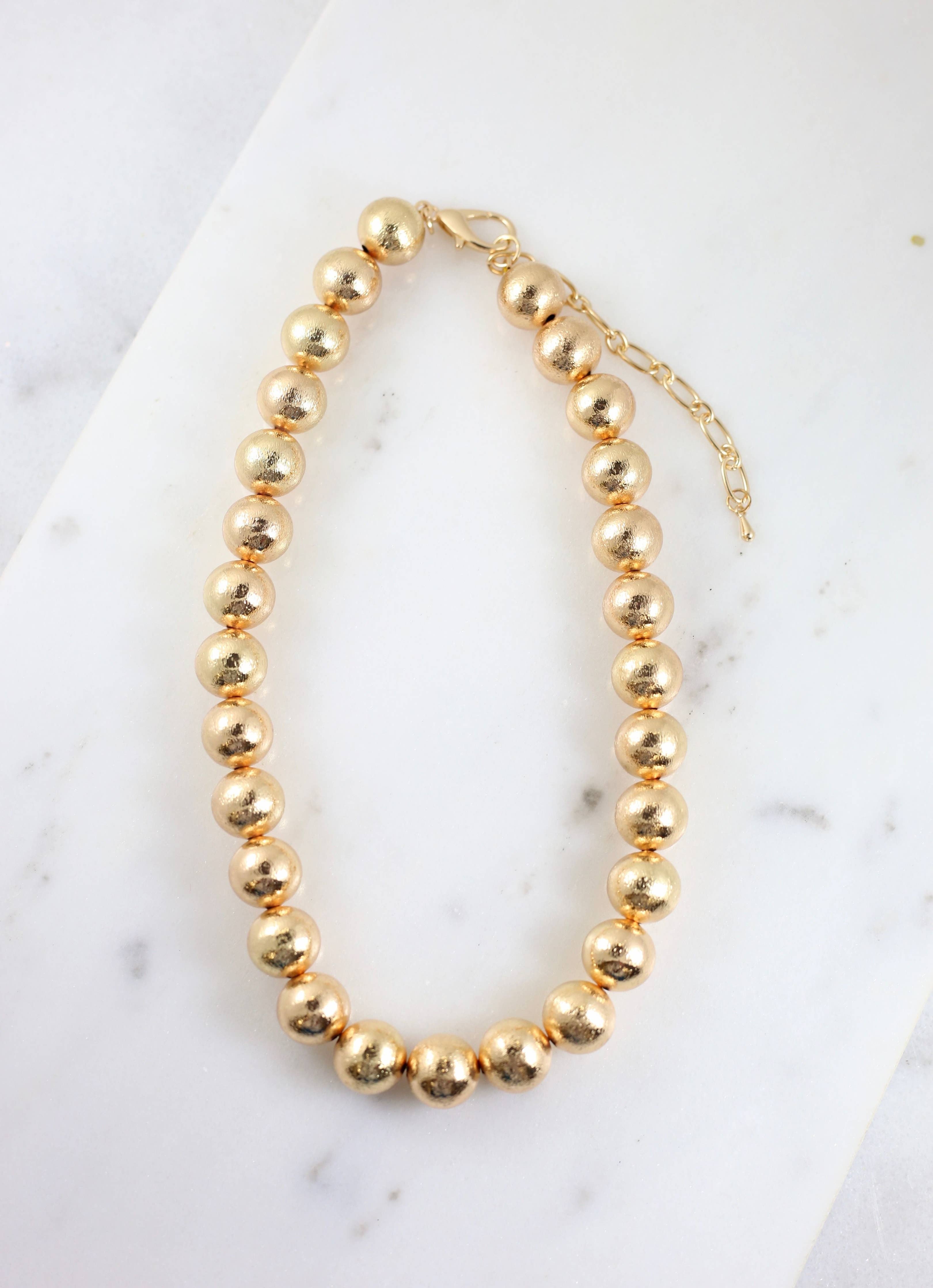 Eliza Textured Ball Necklace - Gold