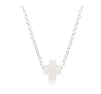 16" Necklace Sterling - Signature Cross - Off White