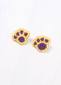 Marshall Paw Print Stud Earring in Purple & Gold